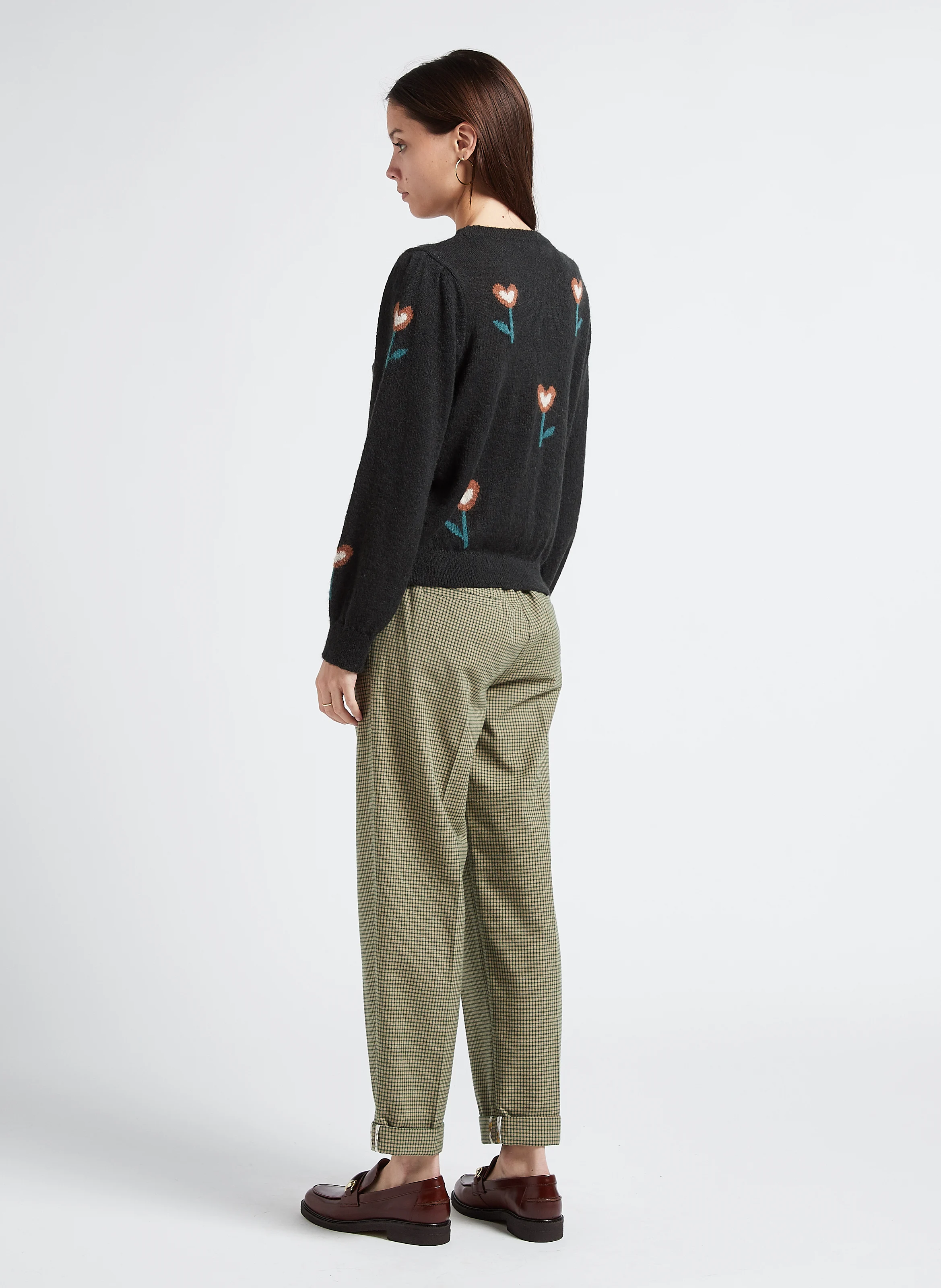 Pantalon carotte en coton| Vert