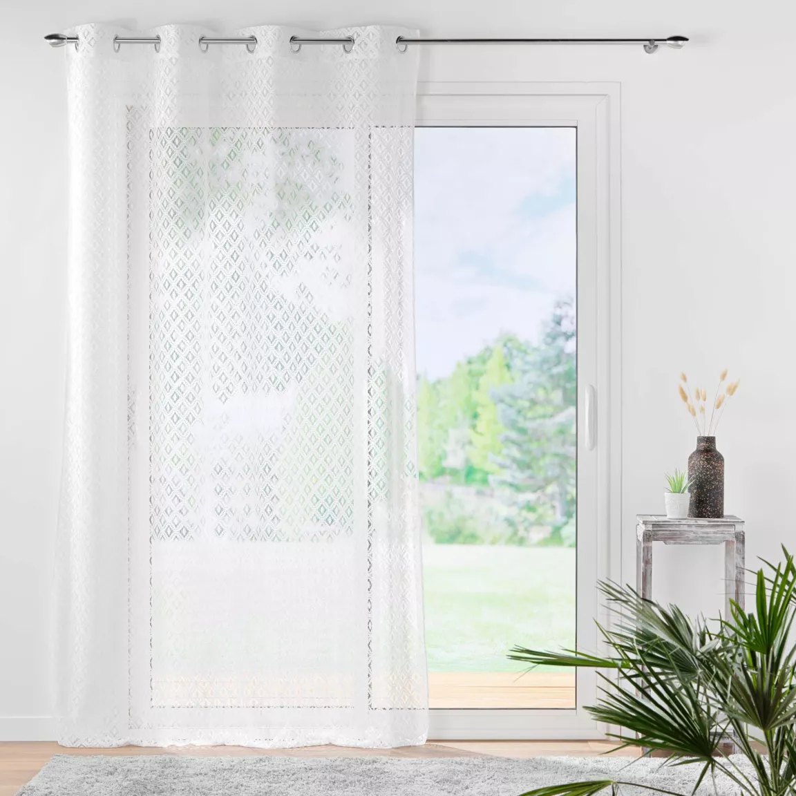 Voilage maille (140 x 240 cm) Odilia Blanc