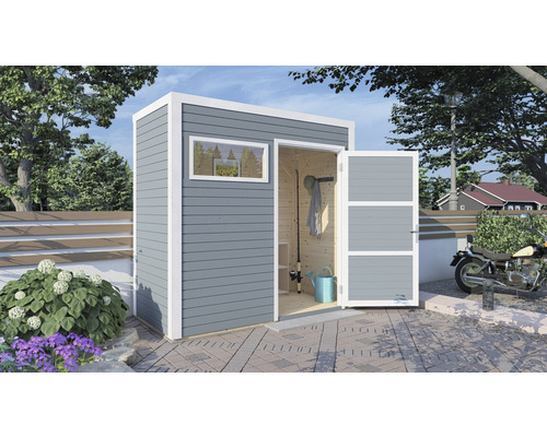 Cubo 1 tuinhuis met vloer, 234 x 121 cm, lichtgrijs