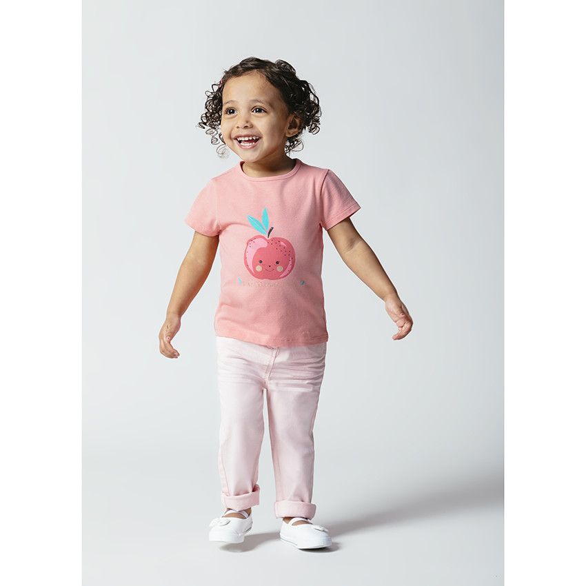 Pantalon en toile uni coupe slim - Rose