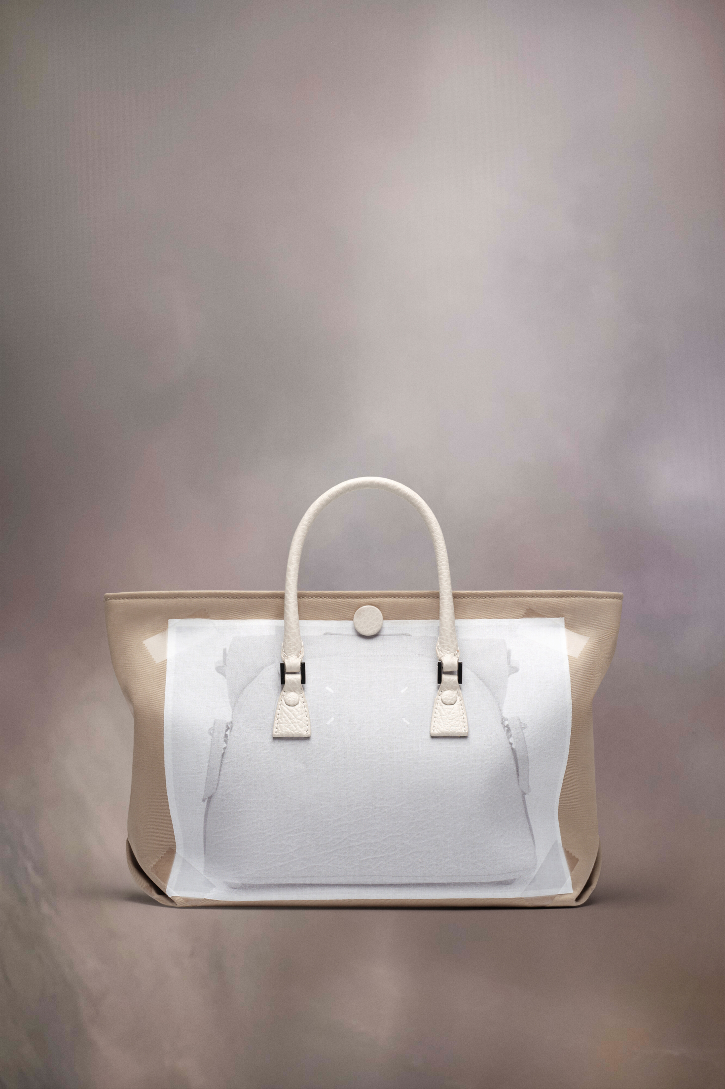 Sac Sac 5AC trompe l'oeil micro Blanc et Taupe