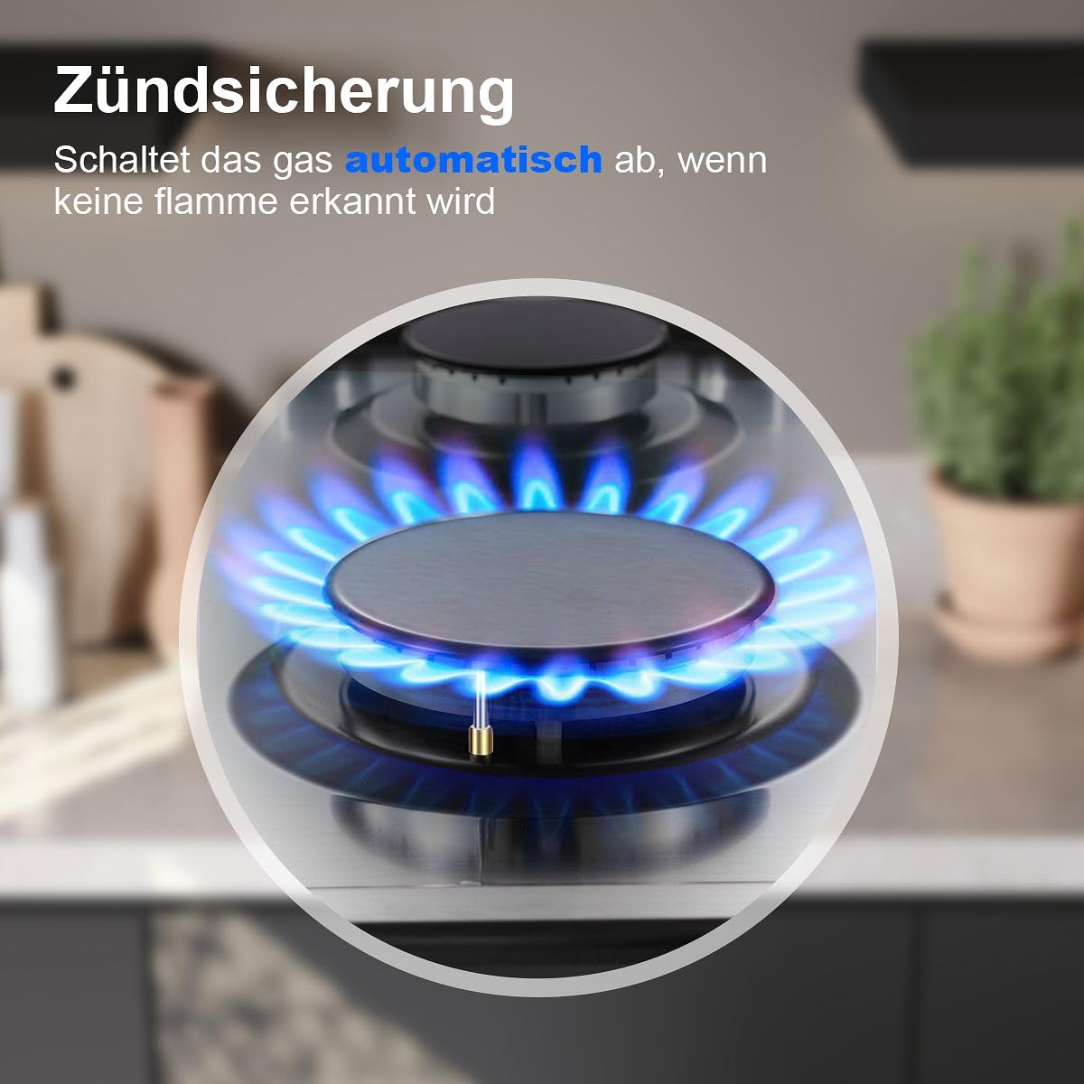 SNDOAS Plaque de Cuisson Gaz 5 Feux, Plaque Gaz avec Panneau en Acier Inoxydable, Sécurité Thermocouple, Convient pour le Gaz Naturel/Propane, 68cm, 1