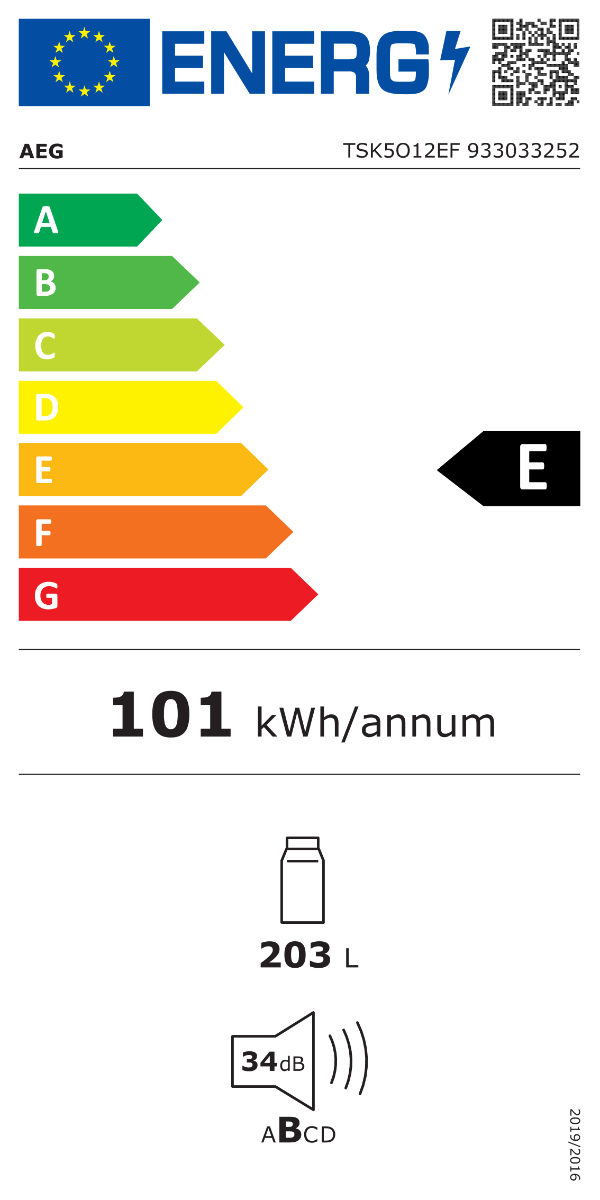 AEG TSK5012EF Inbouw 1-deurskoelkast 203L