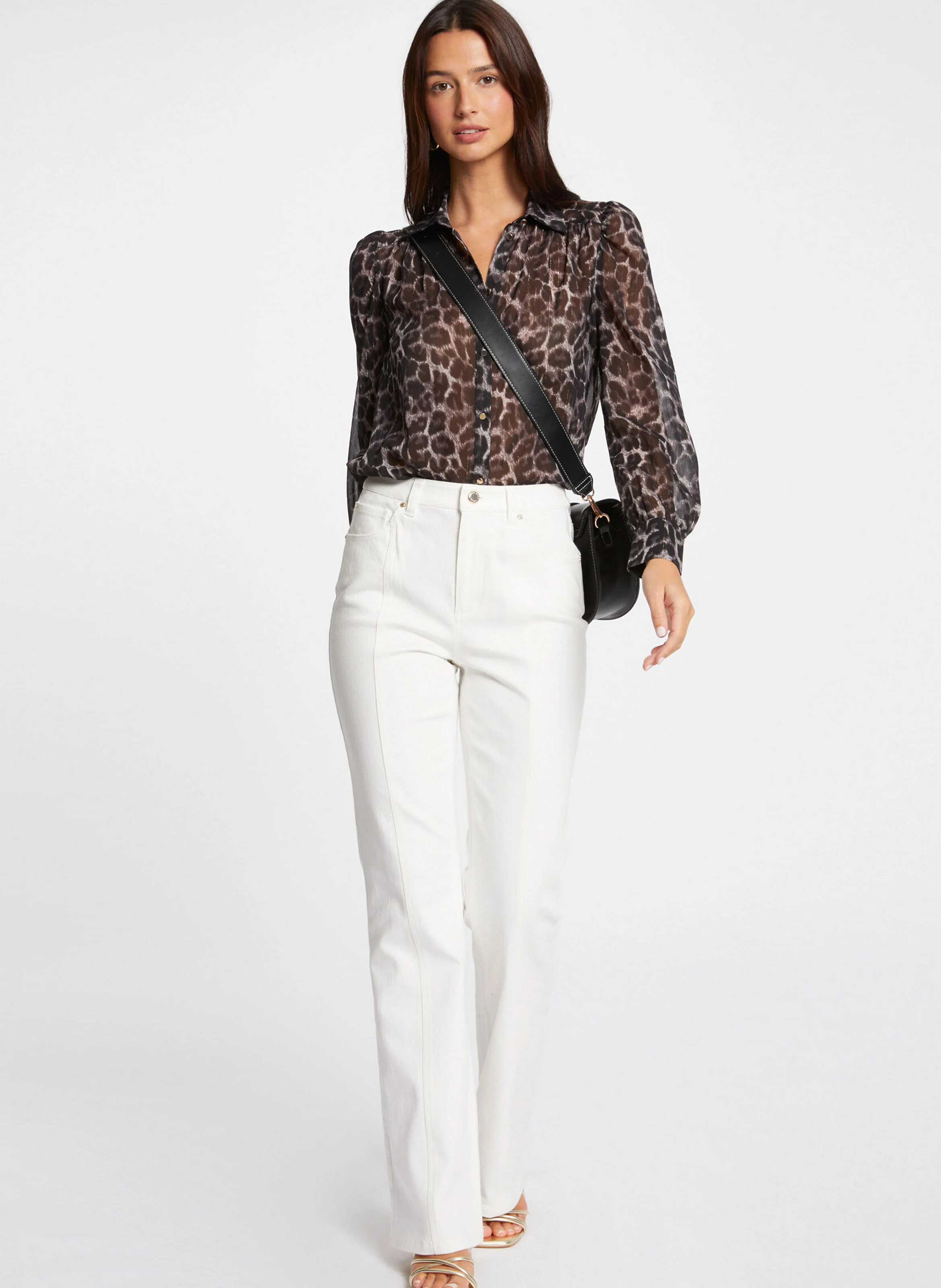 CLEONI - Chemise droite manches longues imprimée | Multicolore