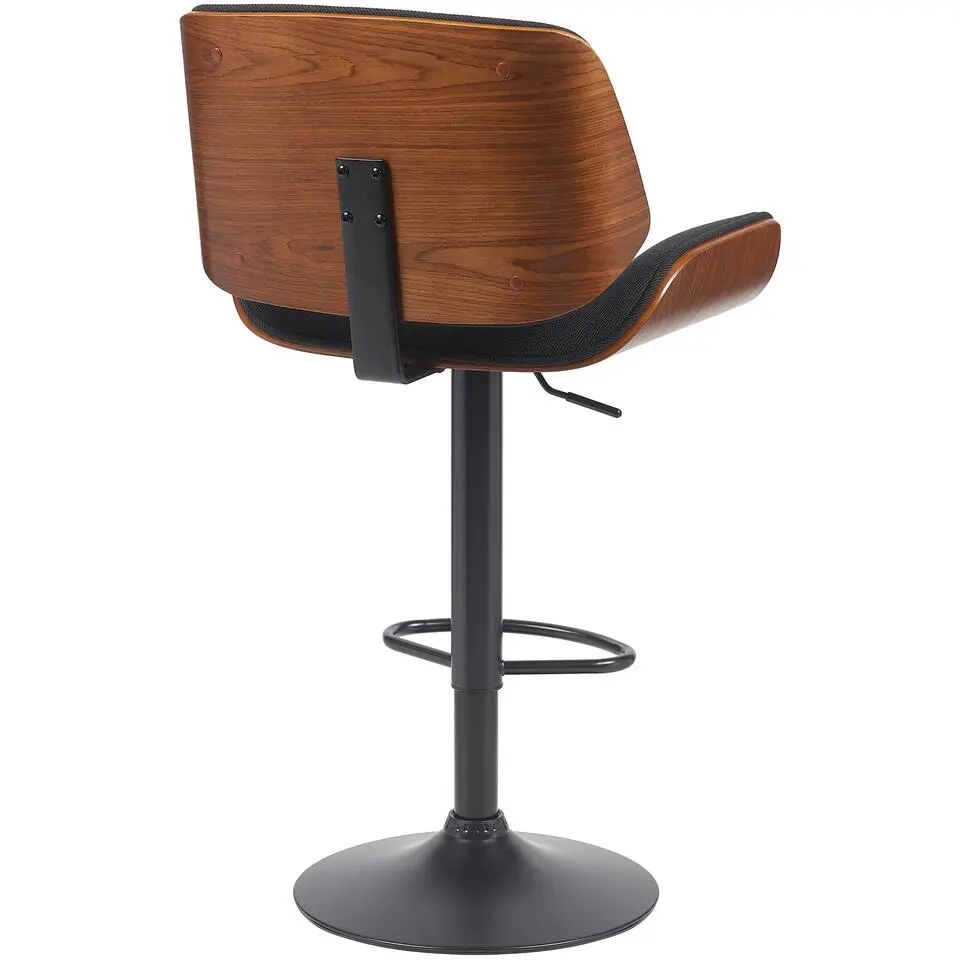 CLP Barkruk Beverley zwart Frame - Stof - walnoot/zwart