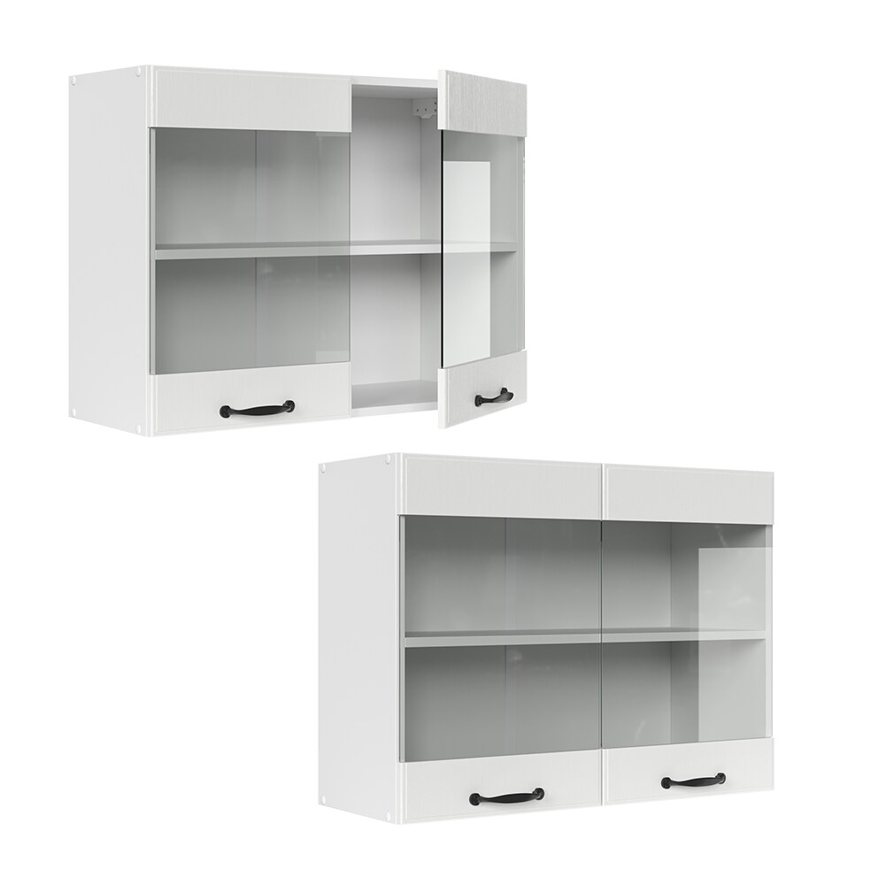 Vicco Hängeglasschrank 80 cm Weiß Küchenschrank Hängeschrank Küchenzeile R-Line