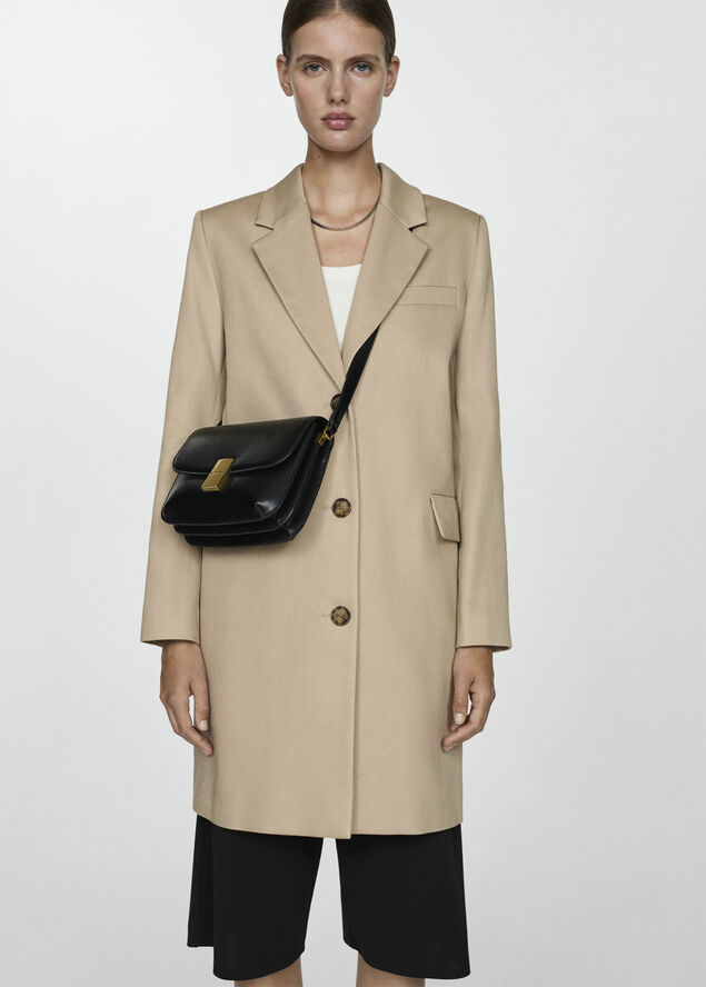 MANGO 100% cotton straight coat Light beige