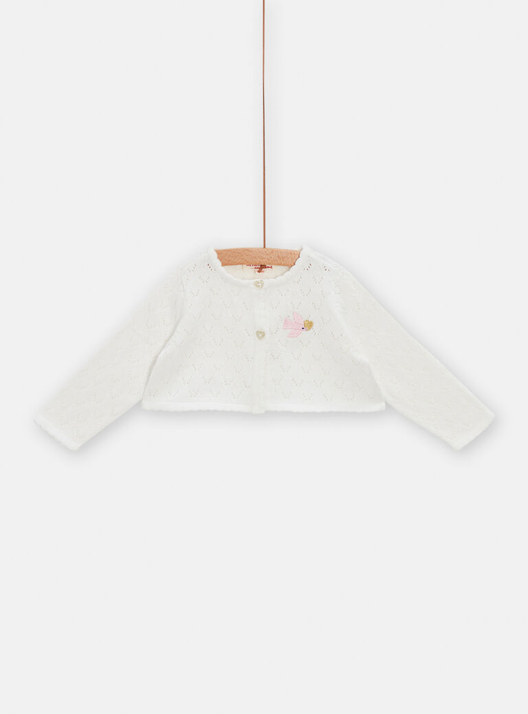 Cardigan cérémonie écru en tricot pour bébé fille
