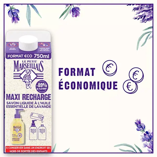 Le Petit Marseillais Sabonete Líquido Puro com Óleo de Lavanda Maxi Recarga 750ml