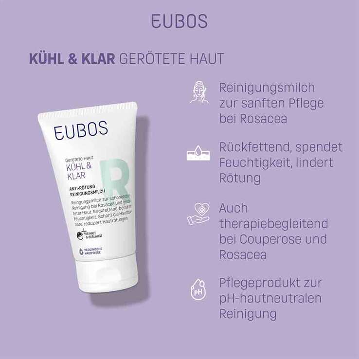 Eubos Kühl & Klar Anti-Rötung Reinigungsmilch, 150 ml