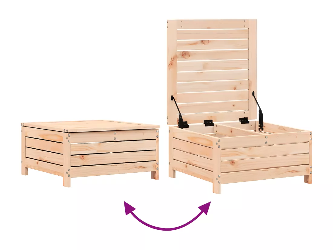 Repose-pied de jardin 62x63,5x32 cm bois de pin massif