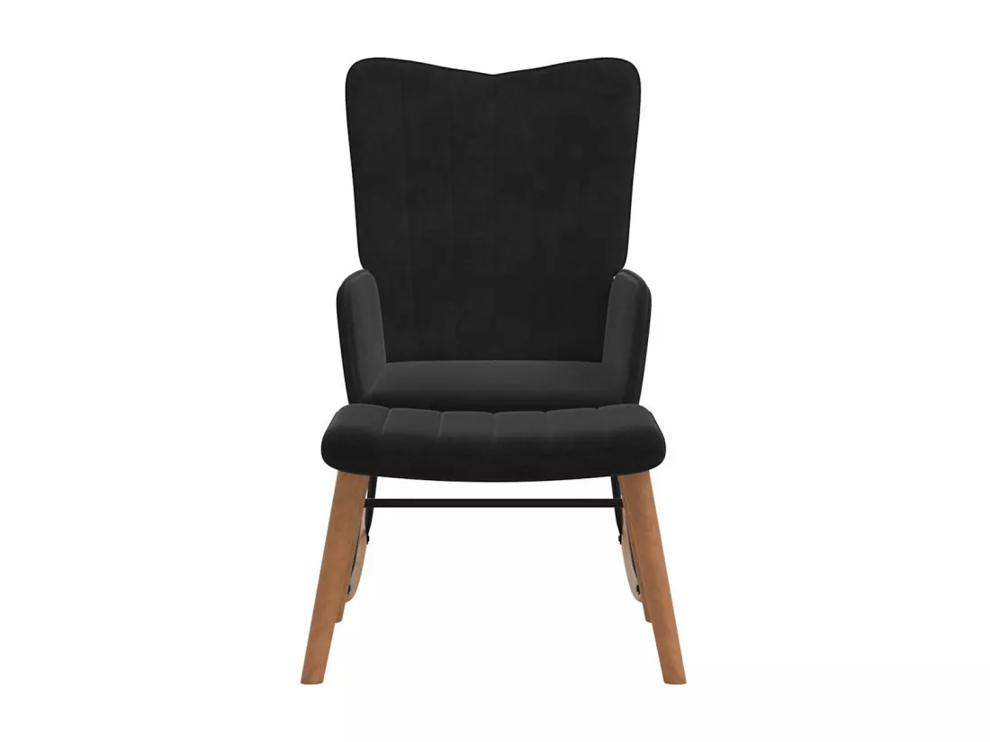 Chaise à bascule avec repose-pied Noir Velours