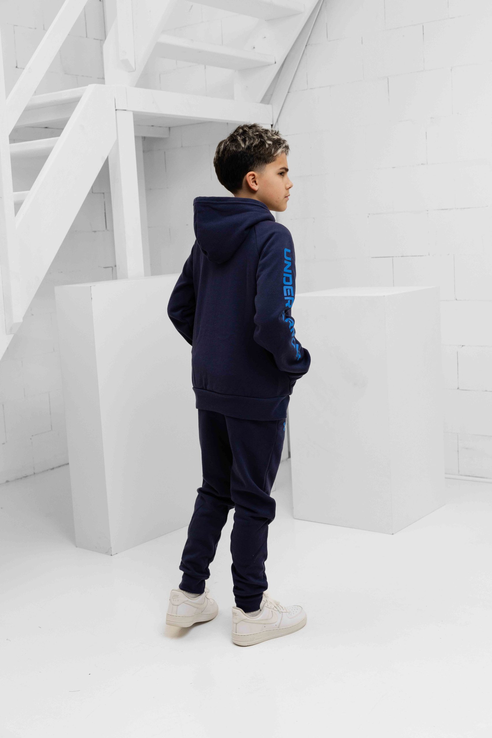 Under Armour Rival Fleece Trainingspak Kids Donkerblauw
