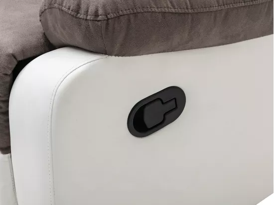 Canapé d'angle relax gris et blanc en microfibre et simili TOLZANO