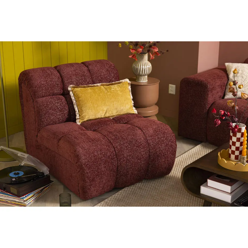 Draaifauteuil Beau - stof Raven - wijnrood