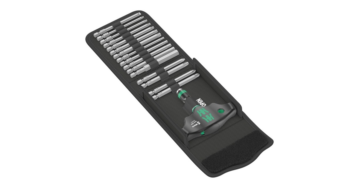 WeraKraftform Kompakt 400 RA Set 1, 17‑delig bitset  (Zwart/groen)