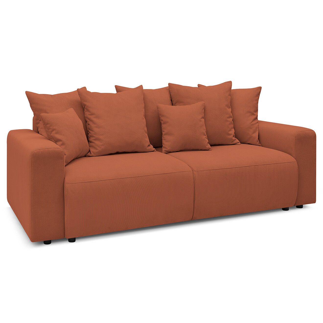 Bobochic Canapé 3 places convertible velours côtelé Envy orange - 245x102x88 cm