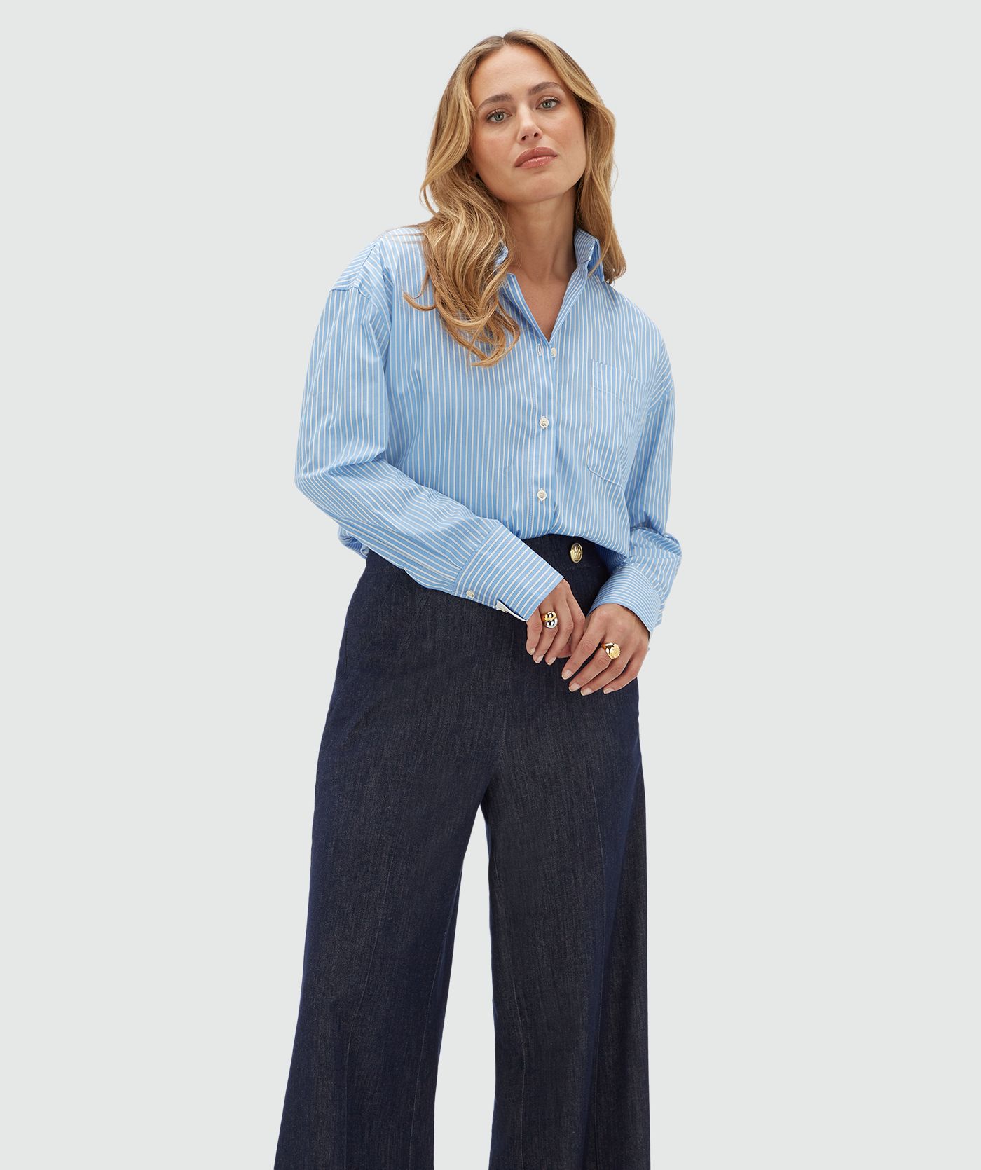 JV-SISSIE oversized blouse met strepen - blue stripe