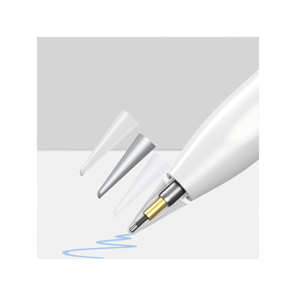 (2er Set) Baseus - Apple Pencil (1. & 2. Gen. / Pro)  Ersatz Silikon Spitzen Schreibfedern Schutzkappen - Weiss