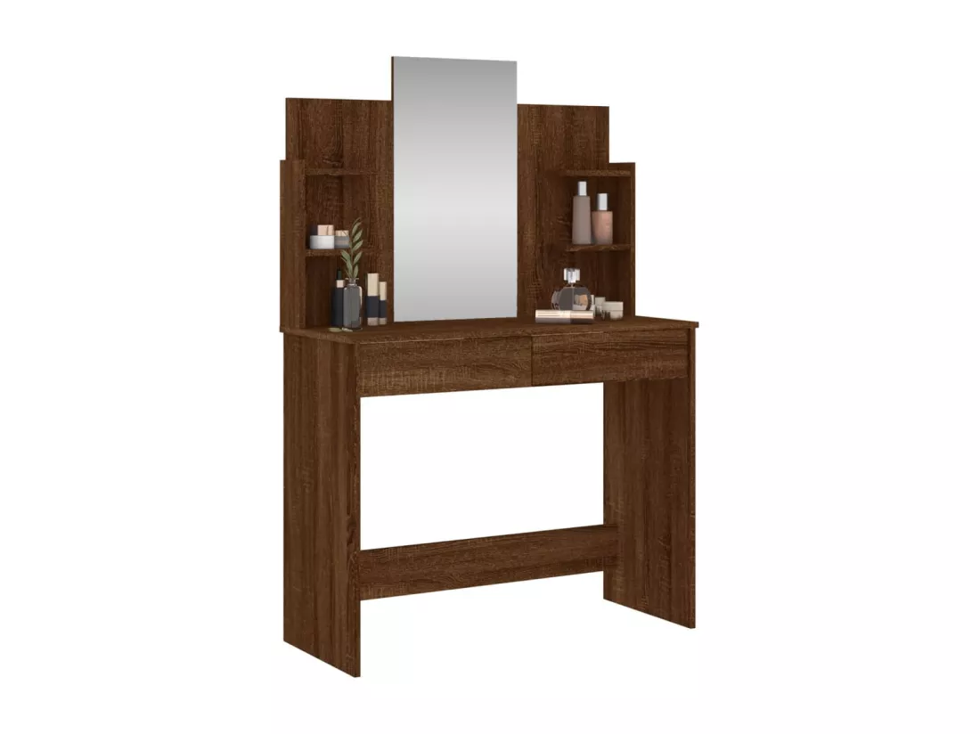 Coiffeuse avec miroir chêne marron 96x39x142 cm