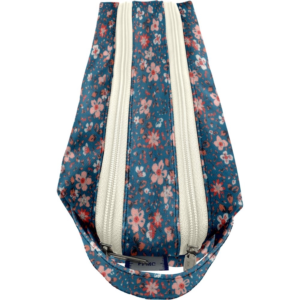 Trousse Double Compartiment Fleuri Nude Ardoise