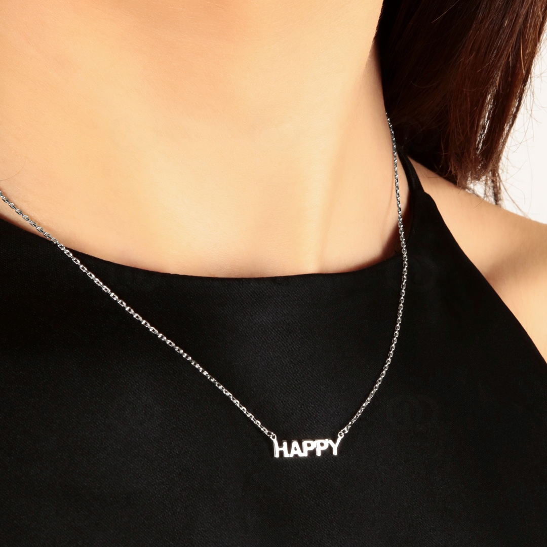 Collier 925 Silber rhodiniert Happy 42cm