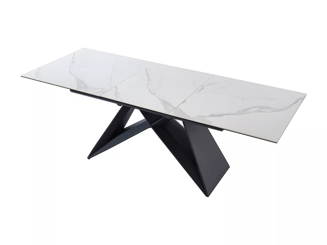 Table à manger extensible LIBSY - 6 à 8 personnes - Céramique et Métal - Blanc de Maison Céphy