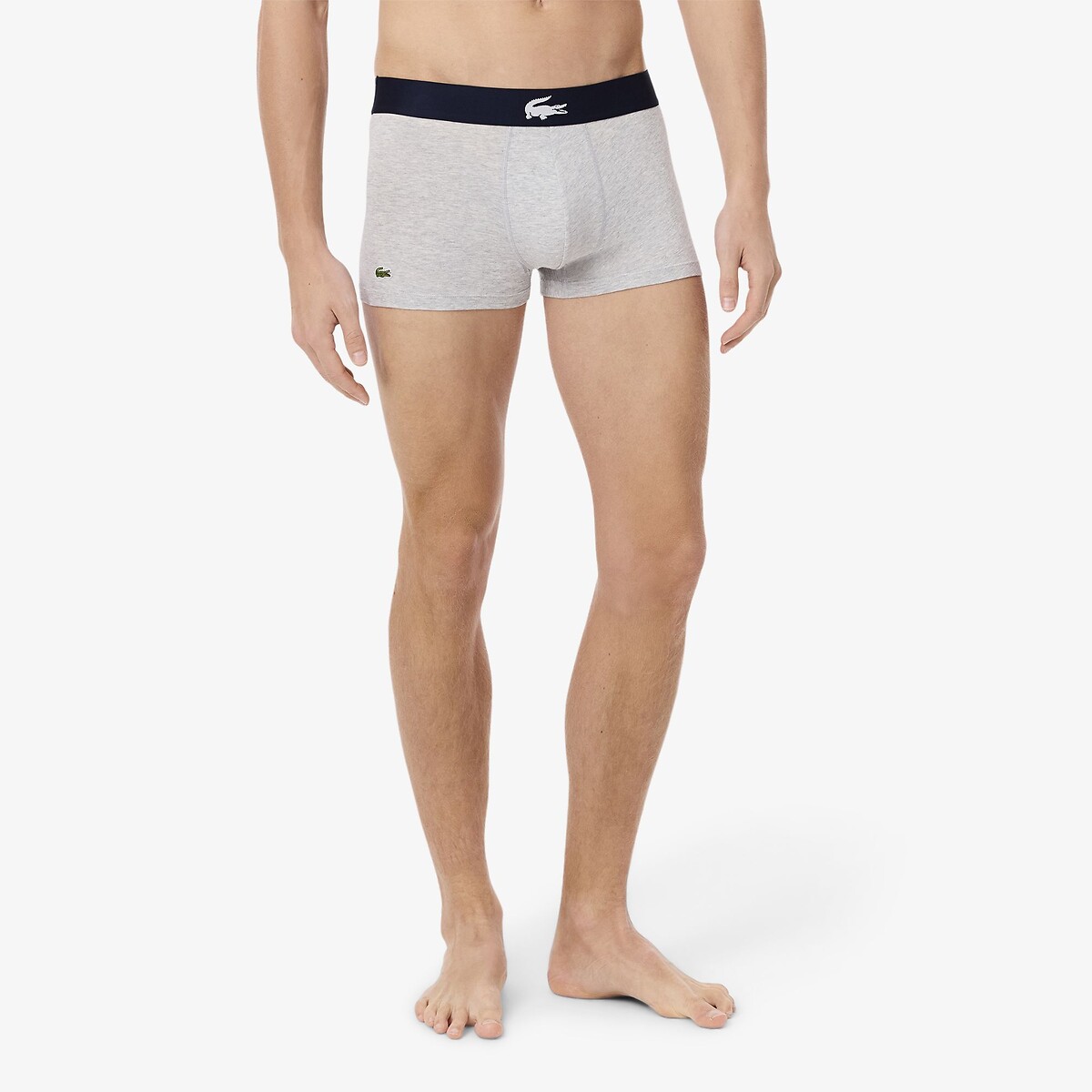 LACOSTE<br>Conjunto de 3 cuecas boxer em algodão elástico estampado