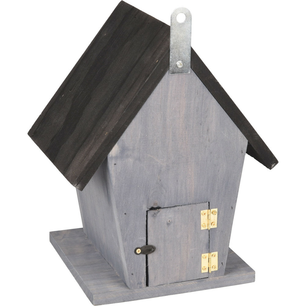 Nichoir pour oiseaux 18.5 x 15 x 23 cm en bois gris / noir