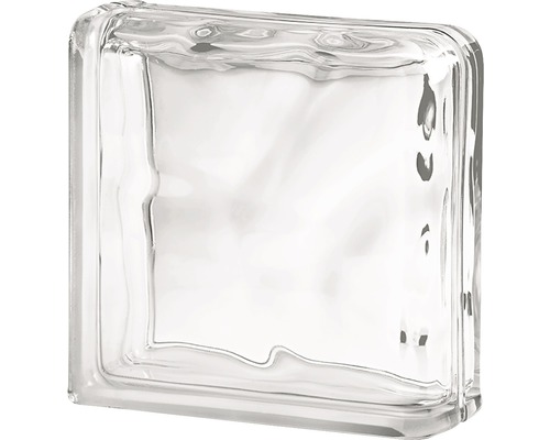 Glazen blok wolk dubbel eindblok wit 19 x 19 x 8 cm