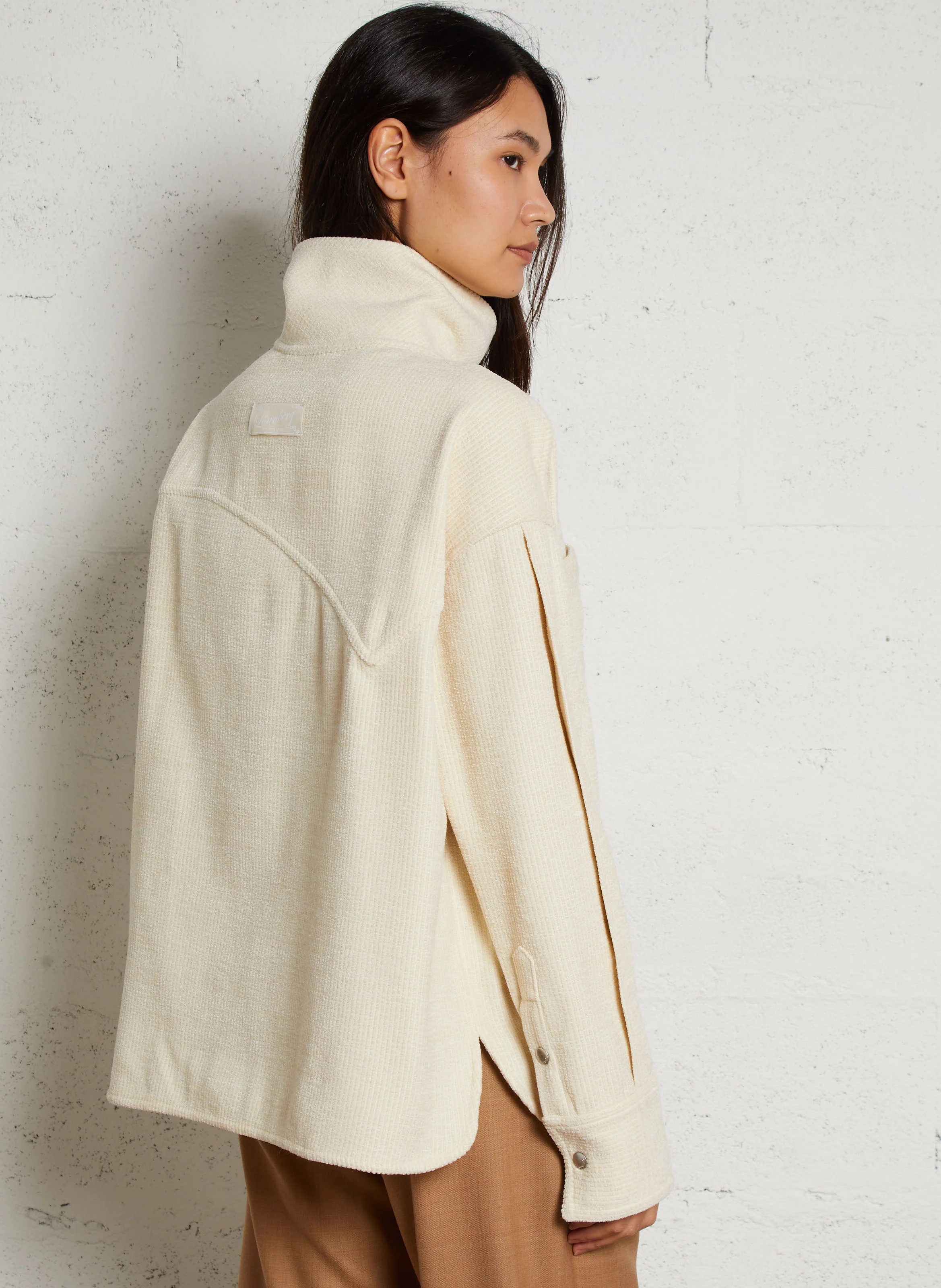 EGAN - Veste côtelée oversize col classique en coton | Blanc