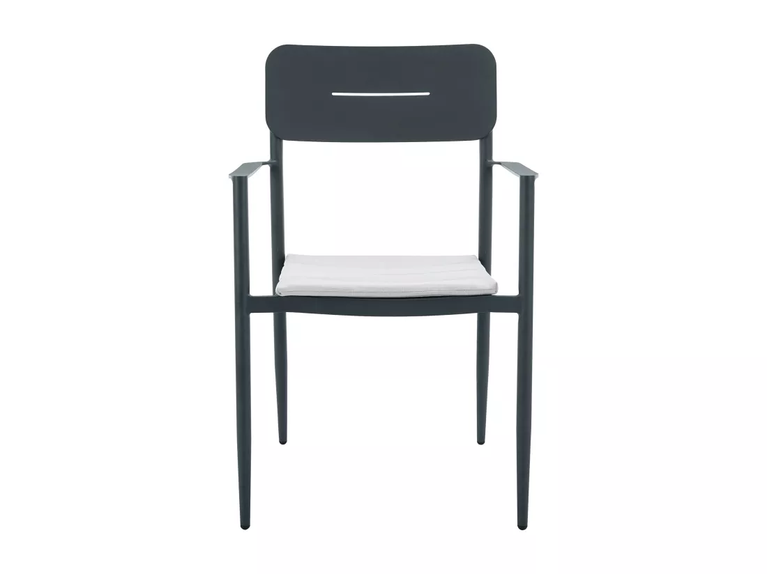 Lot de 2 fauteuils de jardin empilables en aluminium avec coussin blanc - Anthracite - LOTTYS de MYLIA