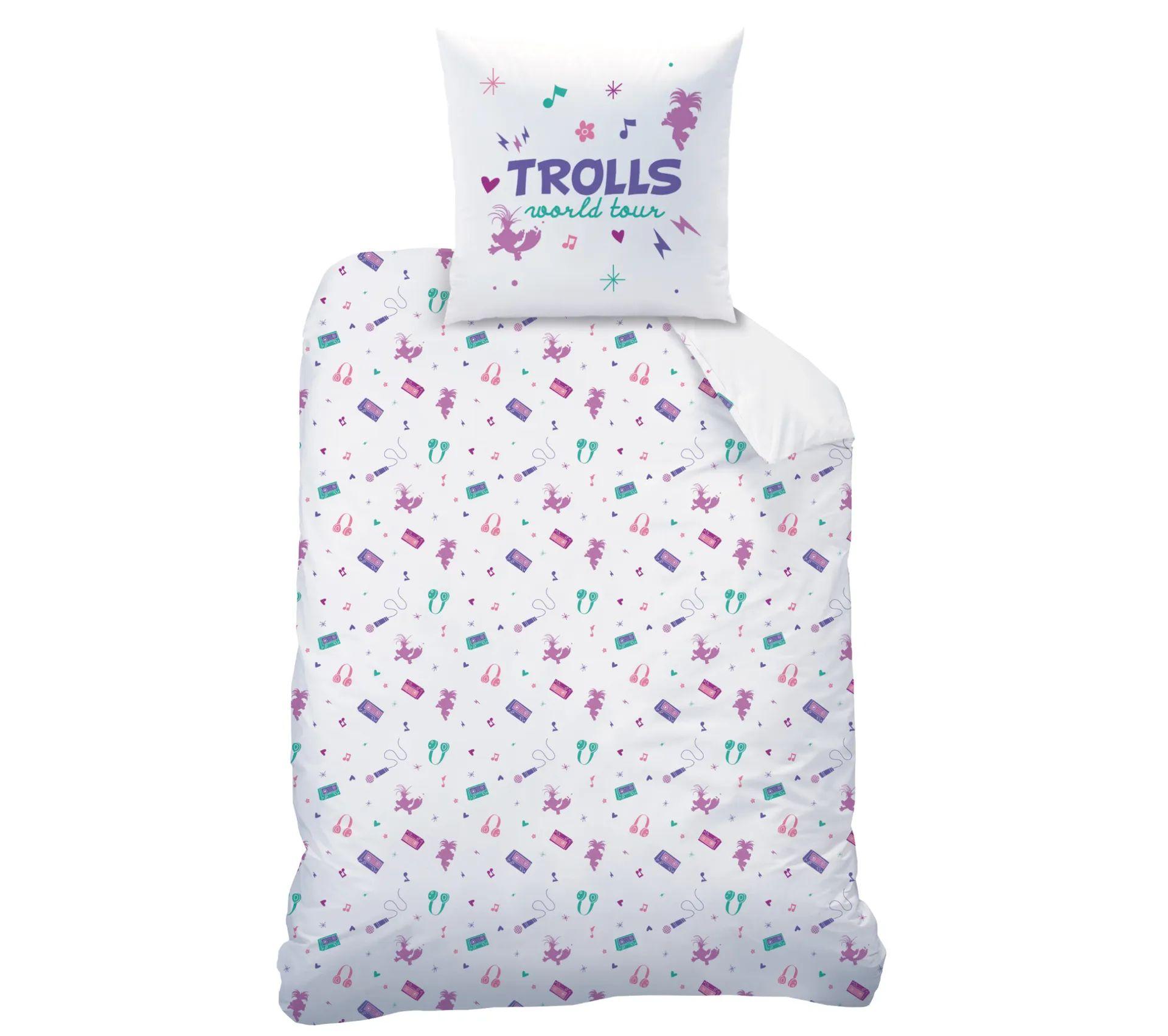 HOUSSE COUETTE ET TAIE TROLLS 140X200CM ET 63X63CM