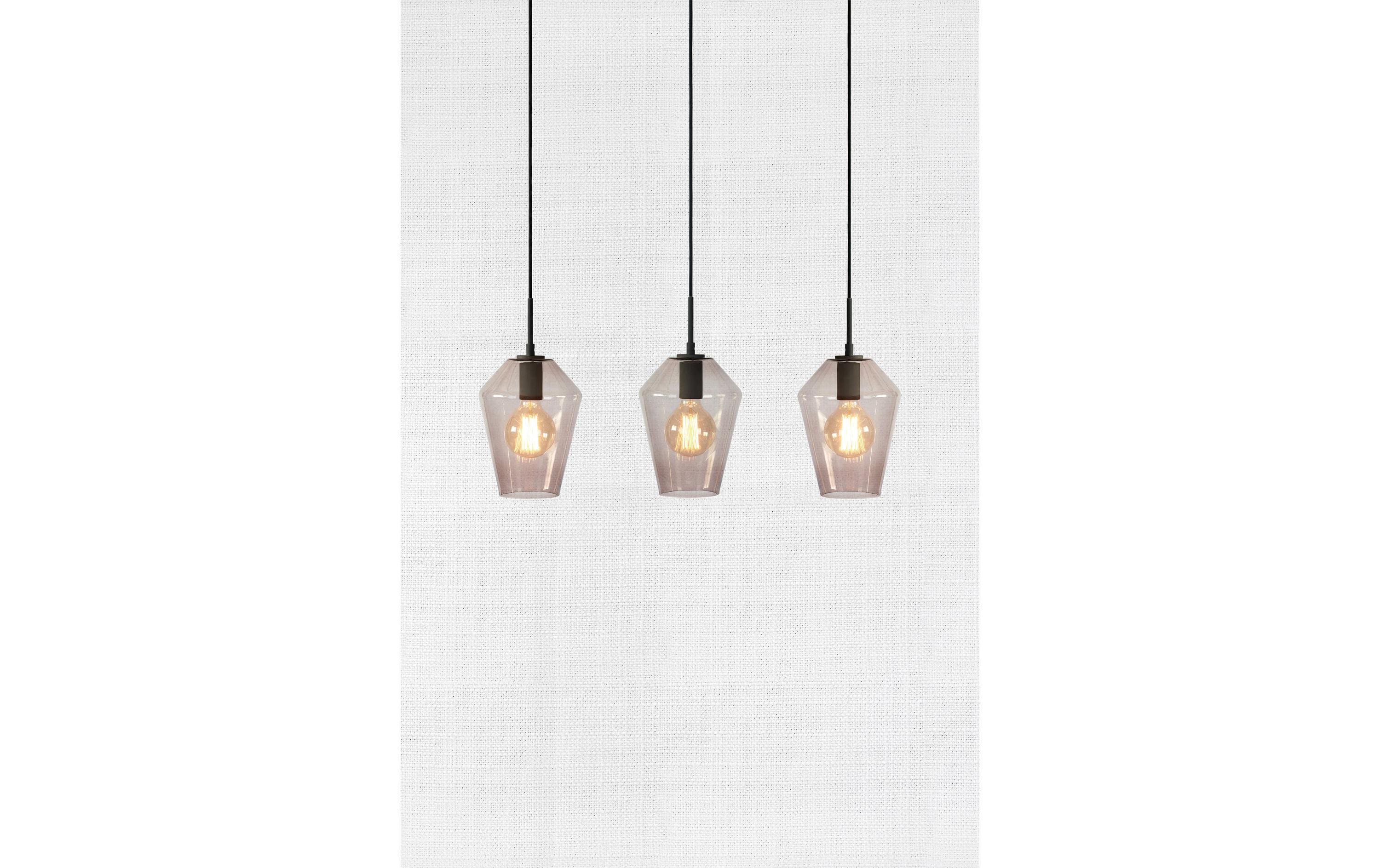 Pendelleuchte Retro, 3 x E27, max. 60W, Schwarz/Smoke<br>Hängeleuchte zur Deckenmontage