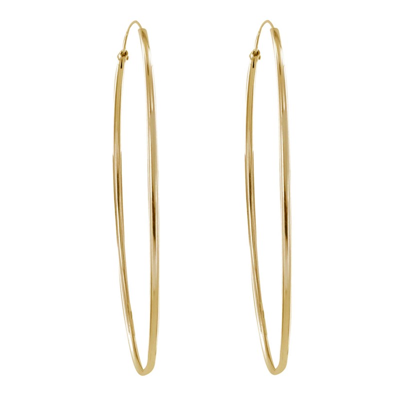 Boucles d'Oreilles Plaqué Or Fines Créoles 6cm