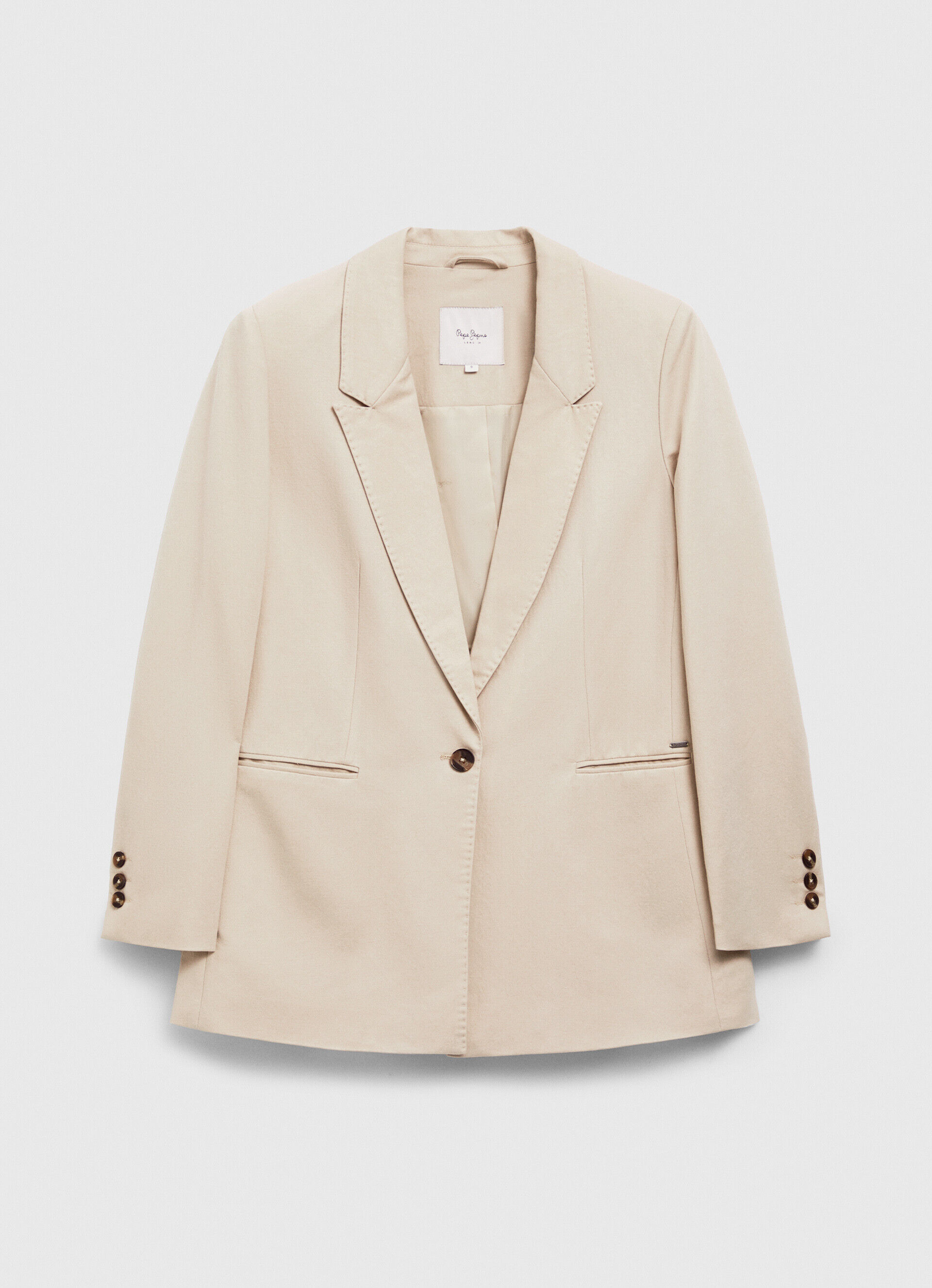 Blazer liso com ombreiras - bege claro