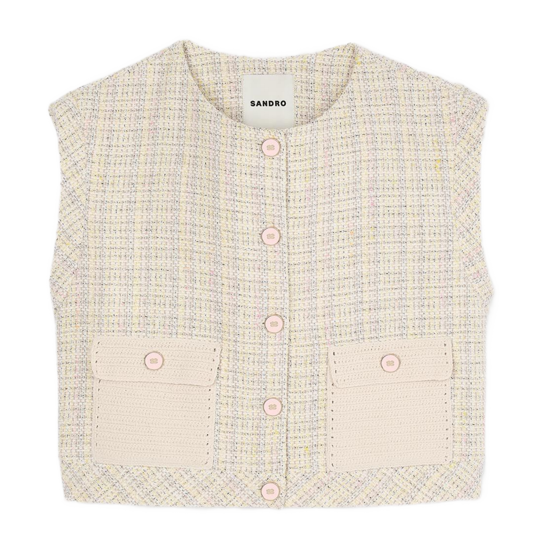 Top droit col rond en coton mélangé | Jaune