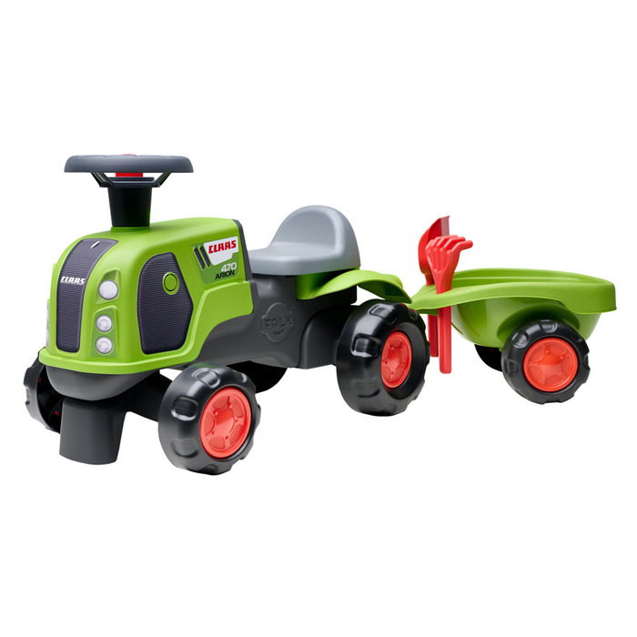 Falk Claas-traktor m/vogn, rive, skovl, rat og horn