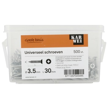 KARWEI unischroef platkop verzinkt 3,5x30 mm (500 stuks)
