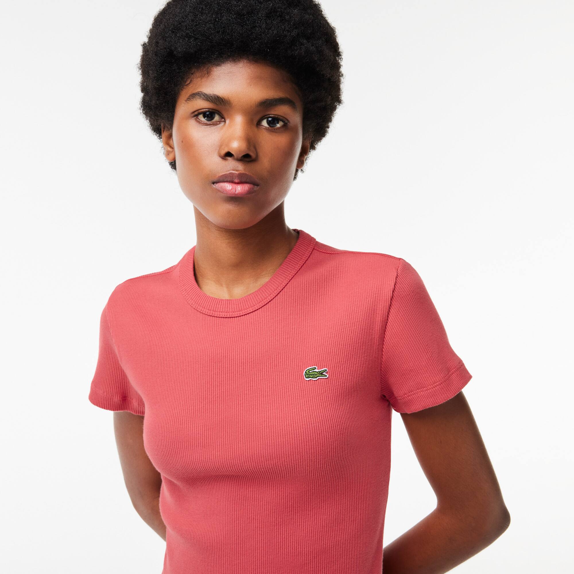 T-shirt femme Lacoste slim fit en coton biologique T-Shirts - Rose - Lacoste - Femme