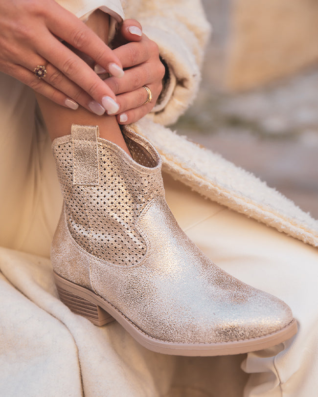 Bottines femme printemps dorées - Yéléna