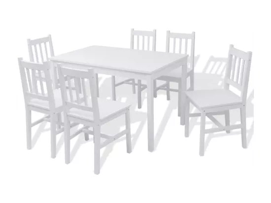 Jeu de salle à manger 7 pcs Pinède Blanc