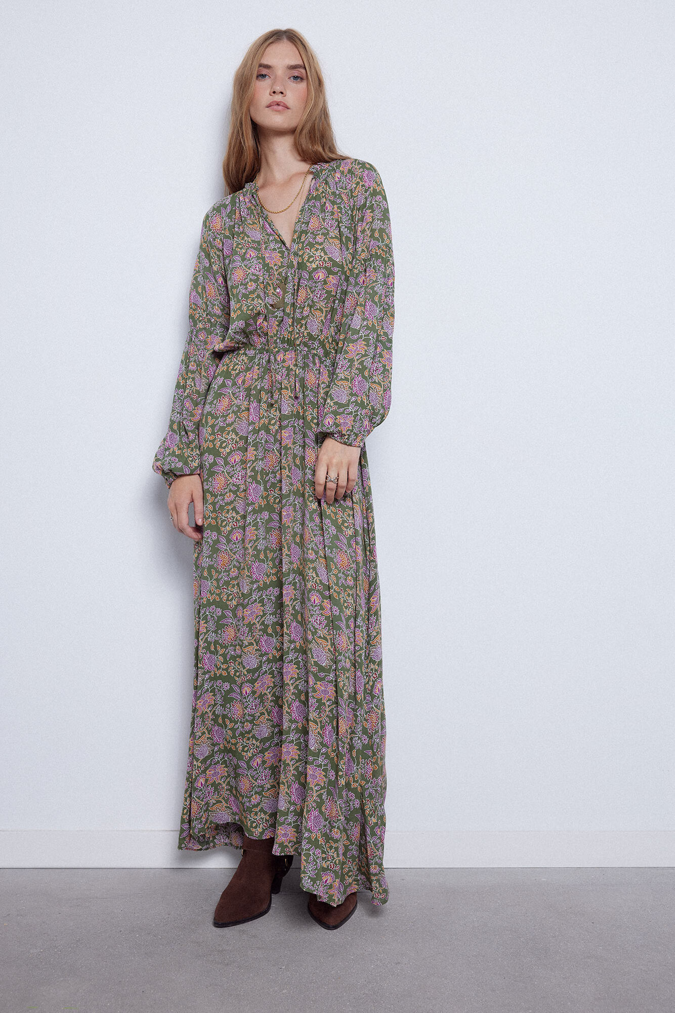 Vestido longo estampado