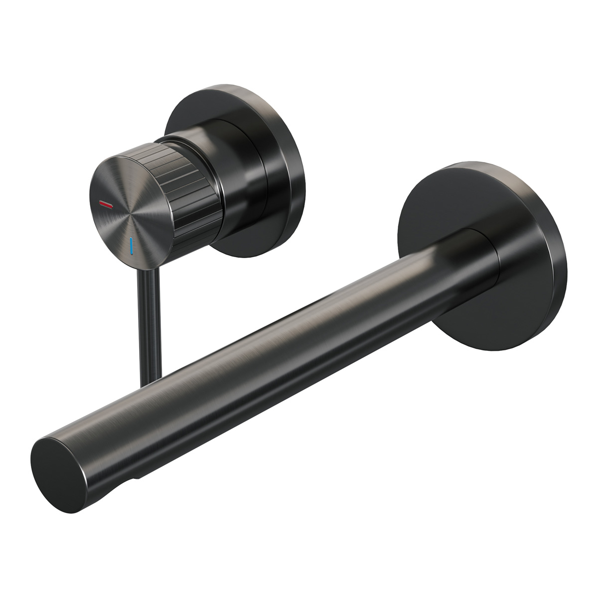 Brauer Stripe inbouw wastafelkraan ColdStart met rechte uitloop en rozetten model A2 gunmetal geborsteld PVD