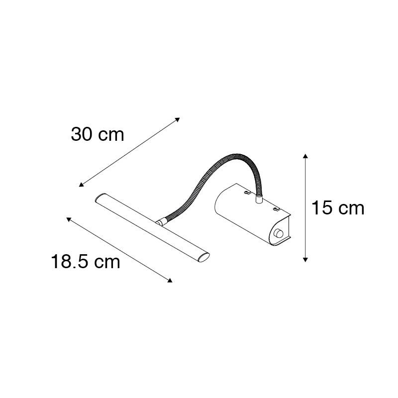 Design wandlamp zwart 18,5 cm incl. LED met dimmer - Tableau