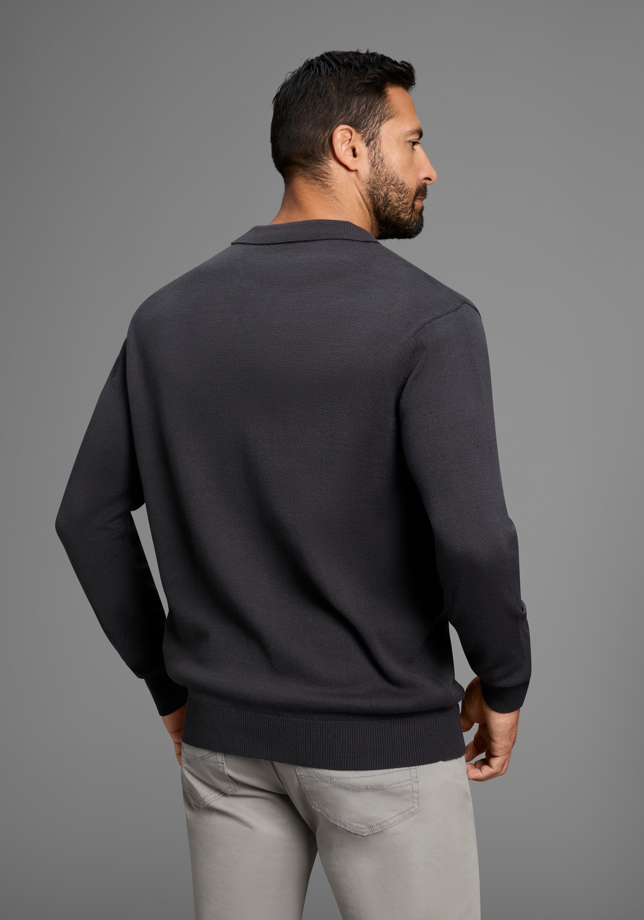 Man's World Polokragenpullover »Neue Kollektion !«, Feinstrick, ideal für die Übergangszeit, Basic Style