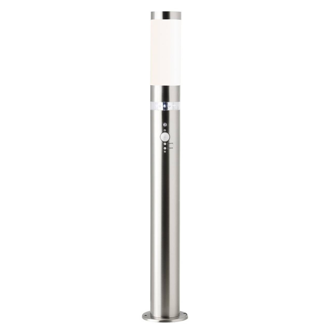 BRILLIANT Lampe Bole Außenstandleuchte Bewegungsmelder edelstahl | 1x A60, E27, 60W, geeignet für Normallampen (nicht enthalten) | IP-Schutzart: 44 - spritzwassergeschützt