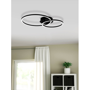 EGLO plafondlamp Palmaves 2 zwart led