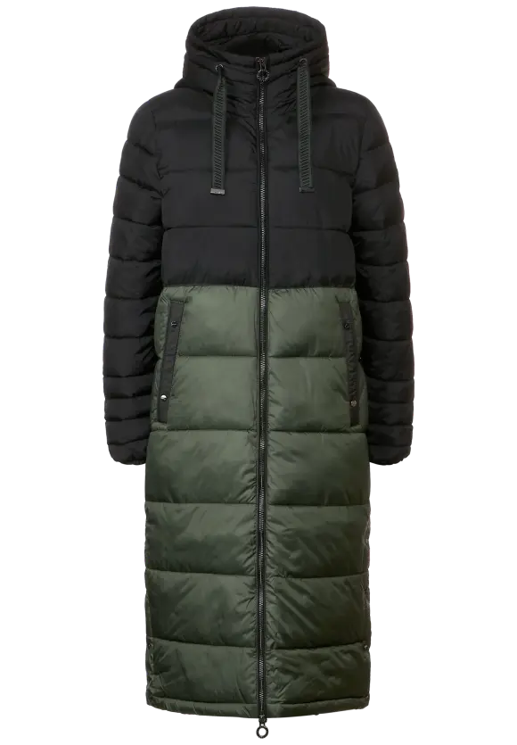 Zweifarbiger Wintermantel - verdant green