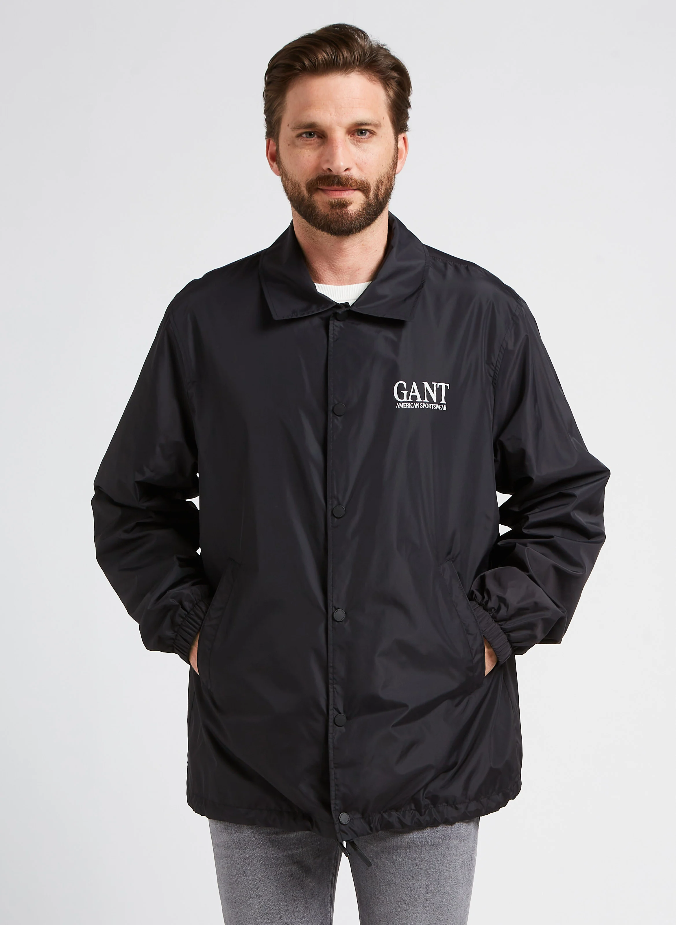 Coupe-vent imperméable col classique | Noir